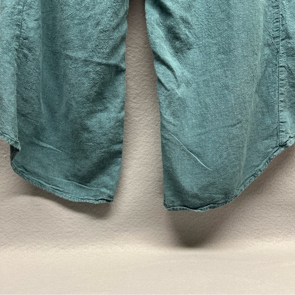 Patagonia Garden Island Cropped Wide Leg Pants Womens M Teal Hemp Blend Boho - Picture 6 of 16